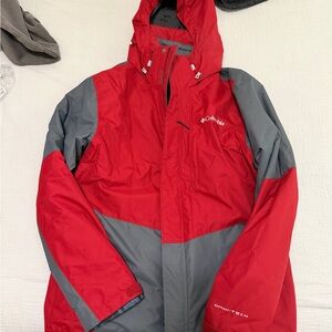 Columbia Men's Vibrant Red and Gray Ski Jacket